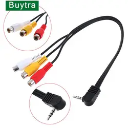 High Speed 90degree 3.5 mm Male Jack To 3 RCA Female Plug Adapter Audio Converter Video AV Cable Wire Cord