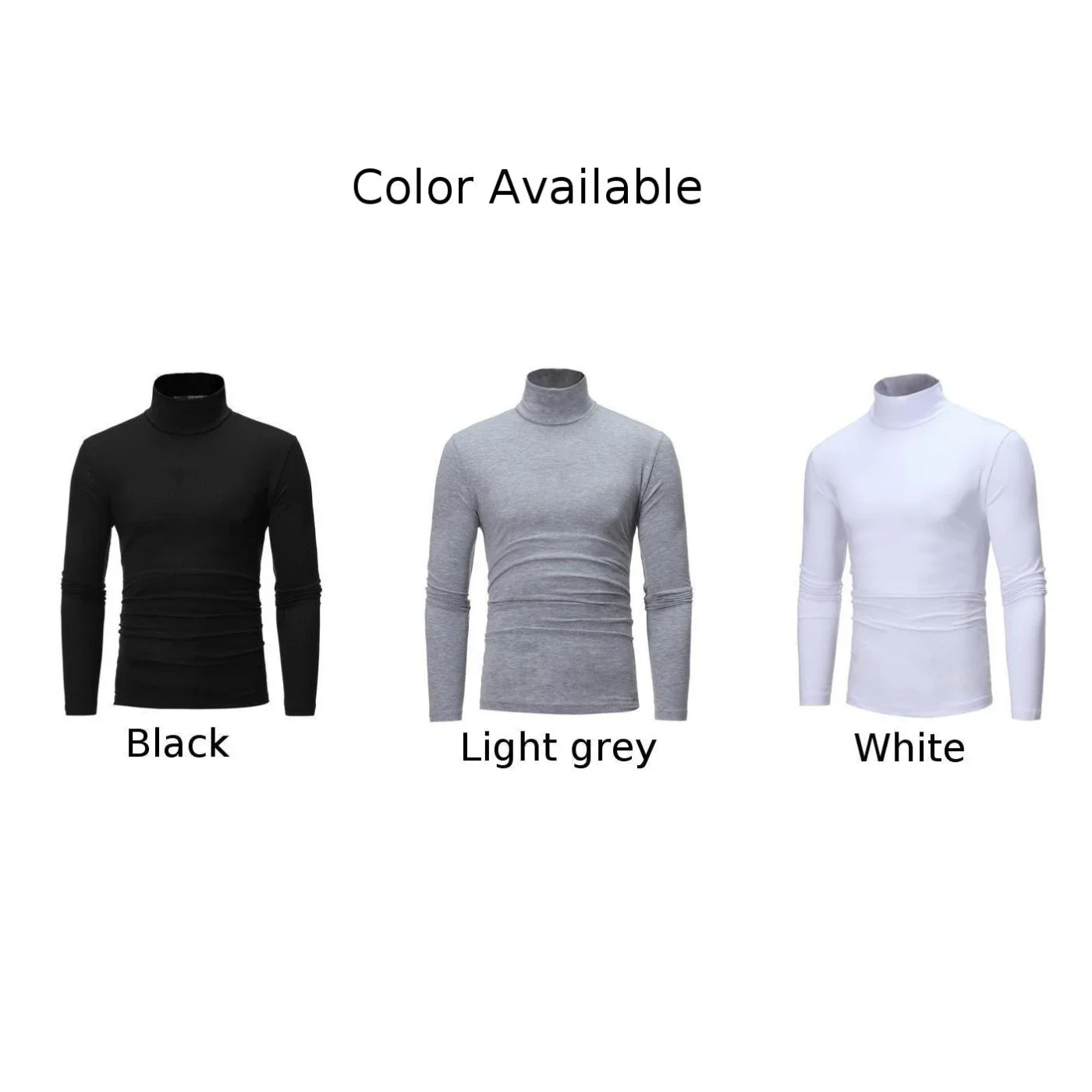 T-shirt à col roulé mince à manches longues pour hommes, chemise décontractée mince, pull en Y chaud, monochromatique, confortable, hiver