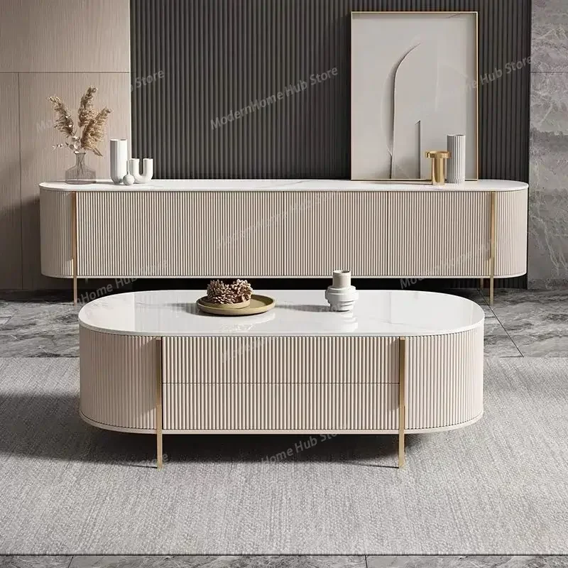 rock slab TV cabinet household combination small apartment modern living room floor cabinet locker coffee table simple