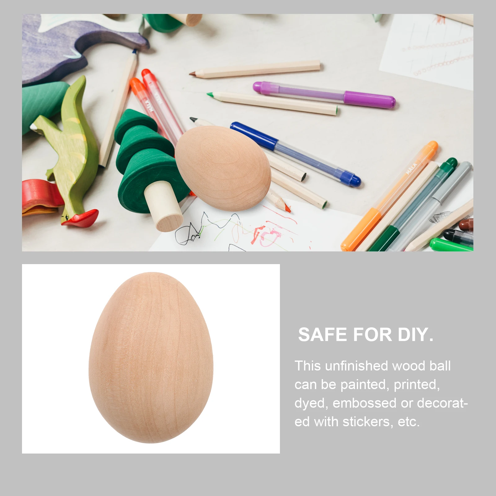 

6pcs Chicken Eggs Blank Wood DIY Crafts Unfinished Easter Art Supplies Nest Box Tools Blank Wood Eggs Pet Accessories