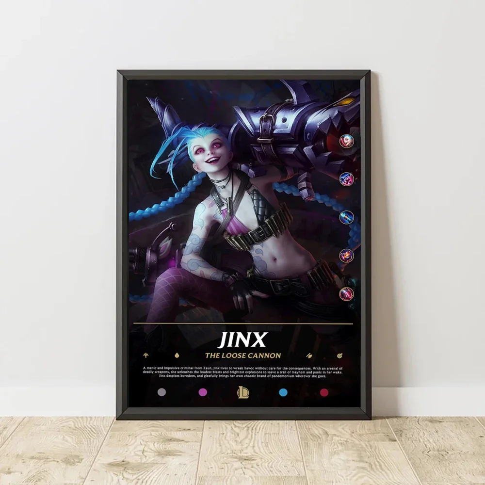 ملصق فني من Game League of Legends، JINX CAITLYN EKKO لوحة فنية مطبوعة على القماش، تستخدم لتزيين جدران المنزل، بدون إطار