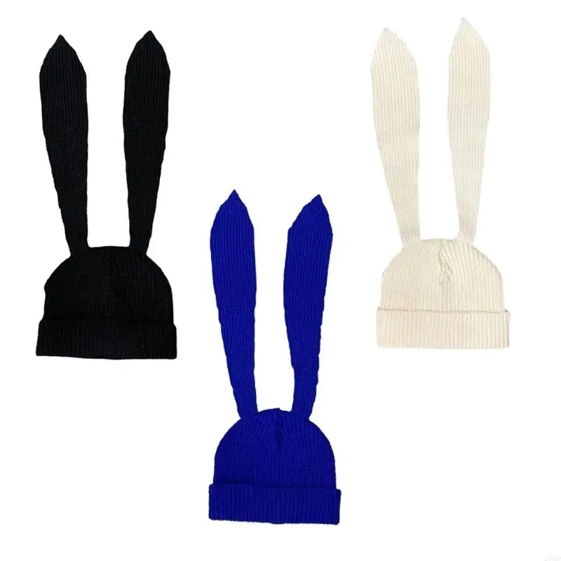 270D Bunny Ears Hat Woolen Knitted Hat Rabbit Soft Hat for Women Girls Cosplay Party Kids Birthday Gifts