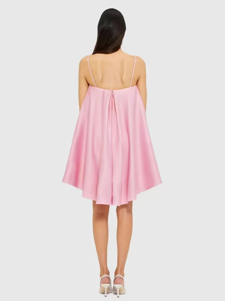 Robe dos nu sexy à motifs de fleurs brodées lourdes, robe d'été pour femmes, jupe bouffante ample et large à la mode, 2025