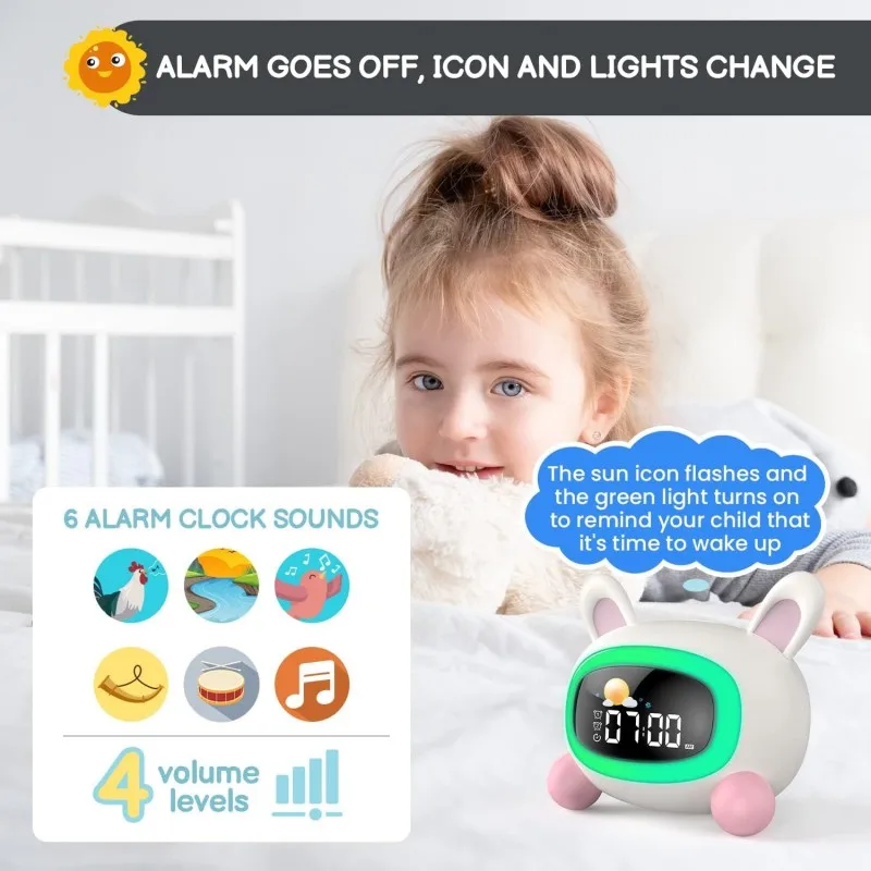 Alarm Clock for Kids Ok to Wake Children with Sleep Training and Sound Machine Birthday Gift for Boy Girls