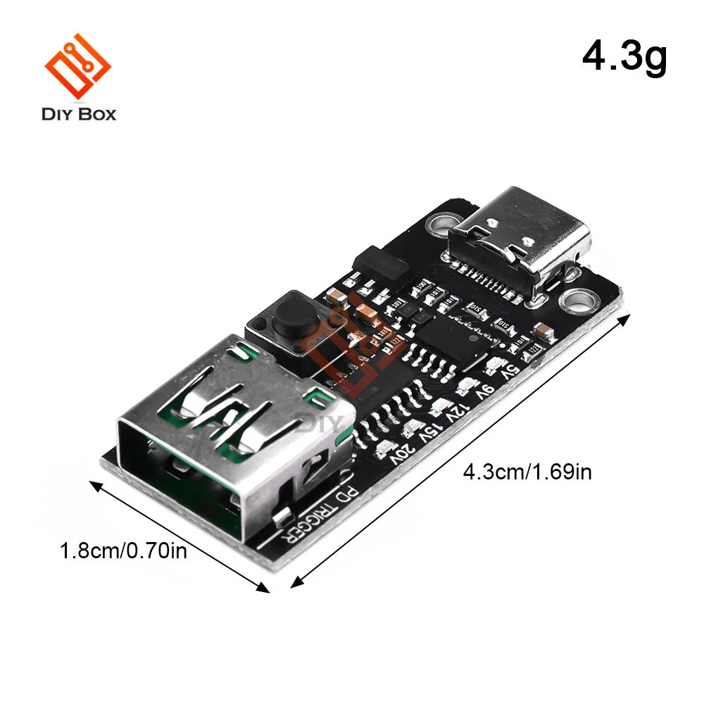 Pd/Qc Decoy Type-C Automatische Detectie Spanning Fabriek Aging Test Snelle Opladen Trigger Activering Boost Board 5V/12V/15/20V