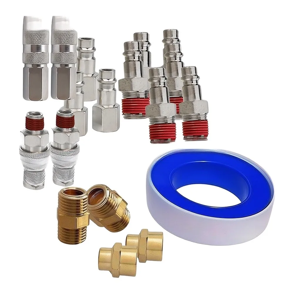 For High-pressure Tasks 1 4in Air Coupler Kit Compressor Connectors External Thread Type Robust Iron Construction