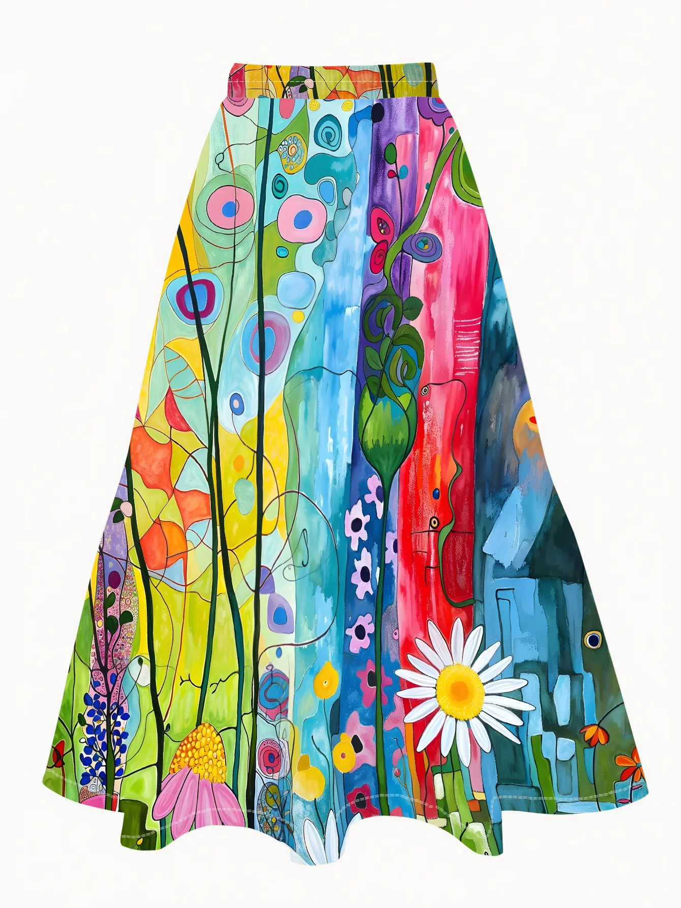 Colorful Abstract Floral Pattern Maxi Skirt, Perfect for Beach, Travel, Parties, and Daily Wear, Ideal for Summer Events