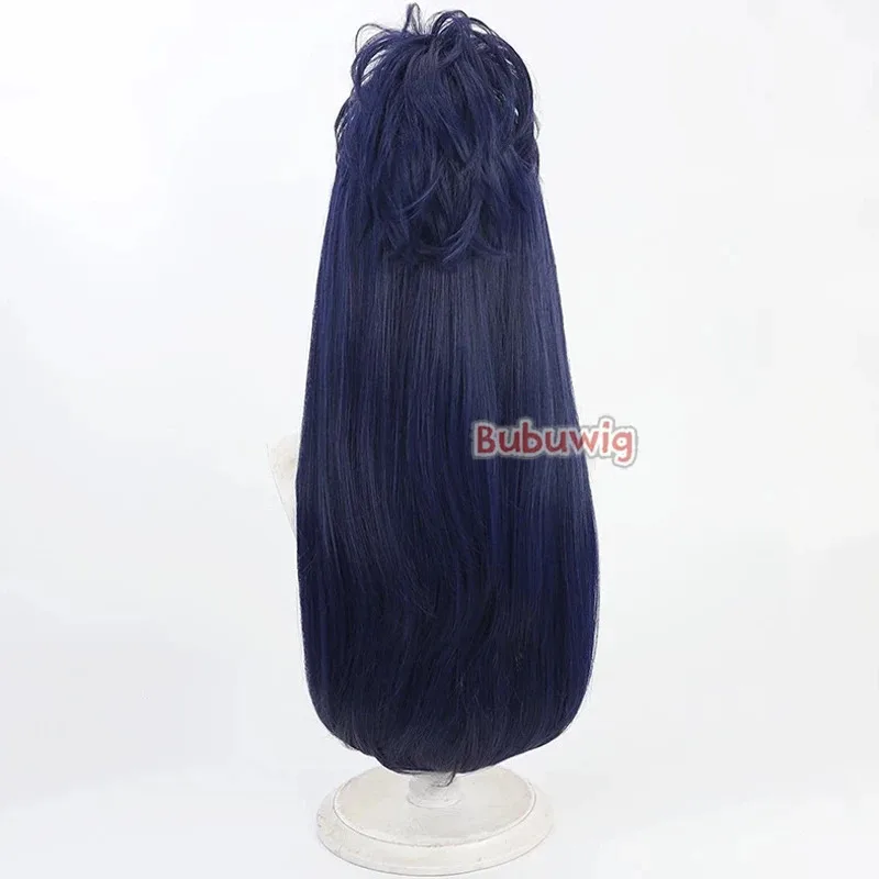 CyBubuwig 합성 머리 유키시로 호노카 코스프레 가발 Futari wa Pretty Cure Cure 화이트 60cm 다크 블루 포니테일 가발 내열성