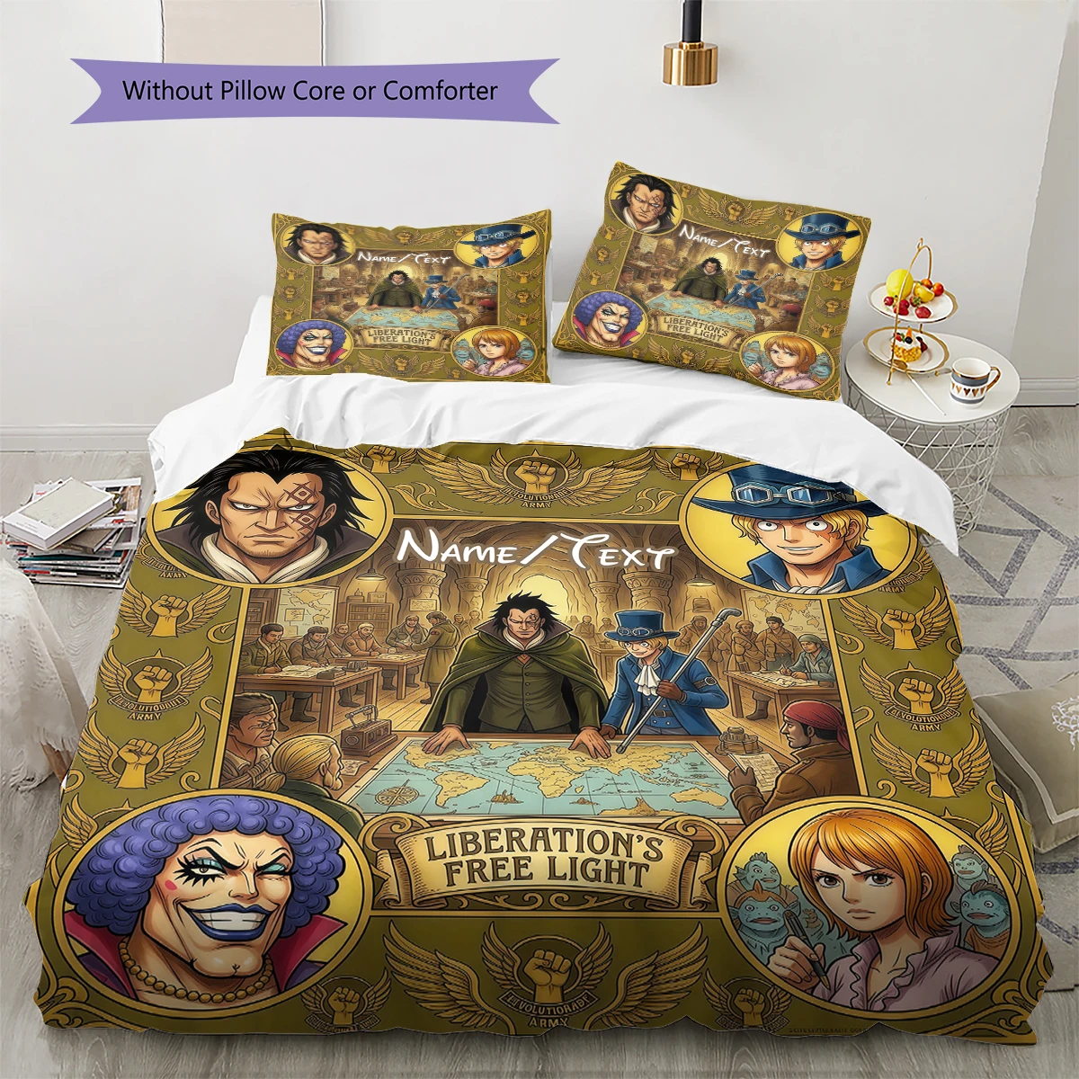 Custom Name One Piece Puzzle  Soft Comfortable Duvet Cover, Sizes Available (1 Duvet+2 Pillowcases No Core), Various Sizes -HE81