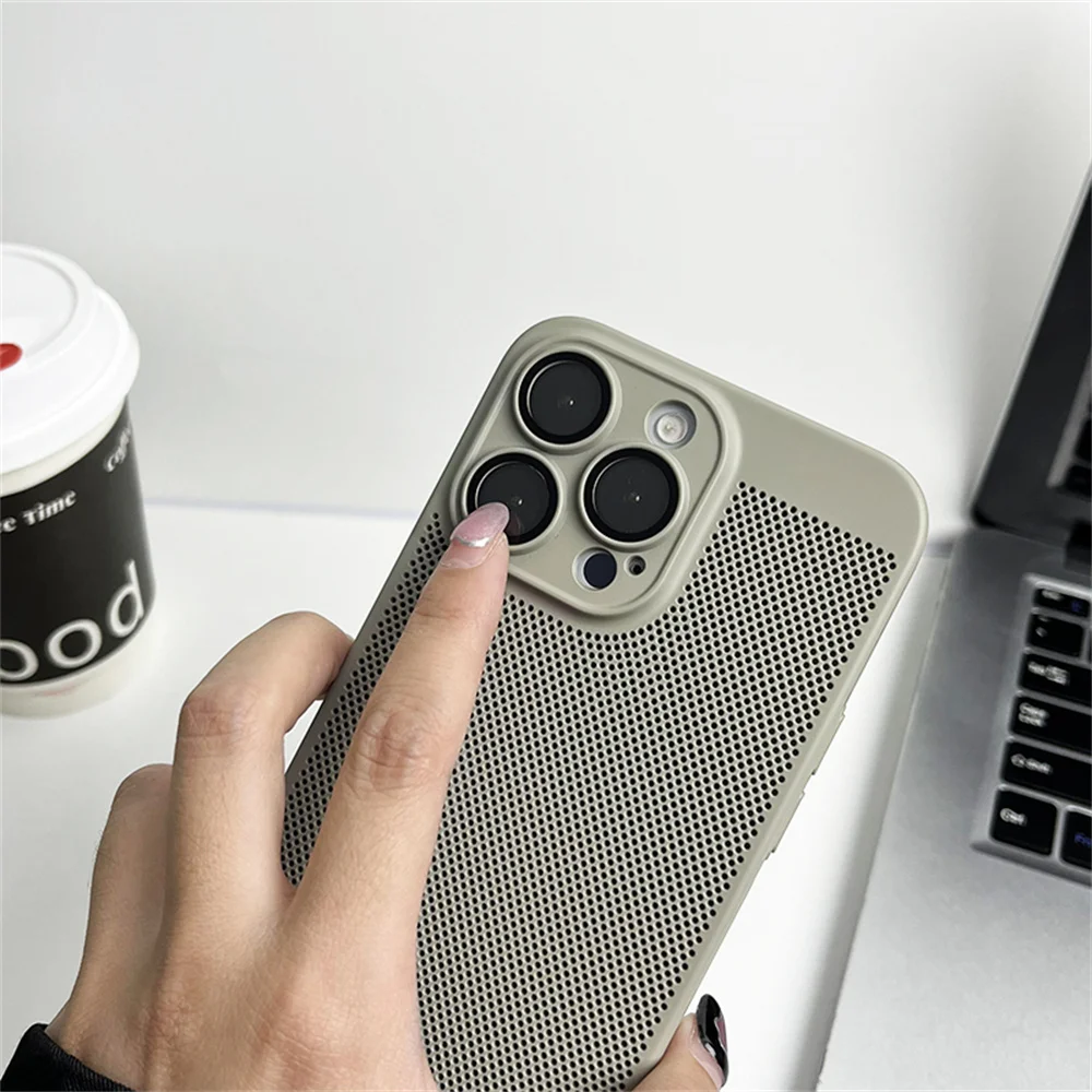 Original Kühlung Matte Wärmeableitung Fall Für iPhone 17 16 15 14 13 12 11 Pro Max X XS Max XR 7 8 Plus 17 Luft Metallic Abdeckung – Detail 5