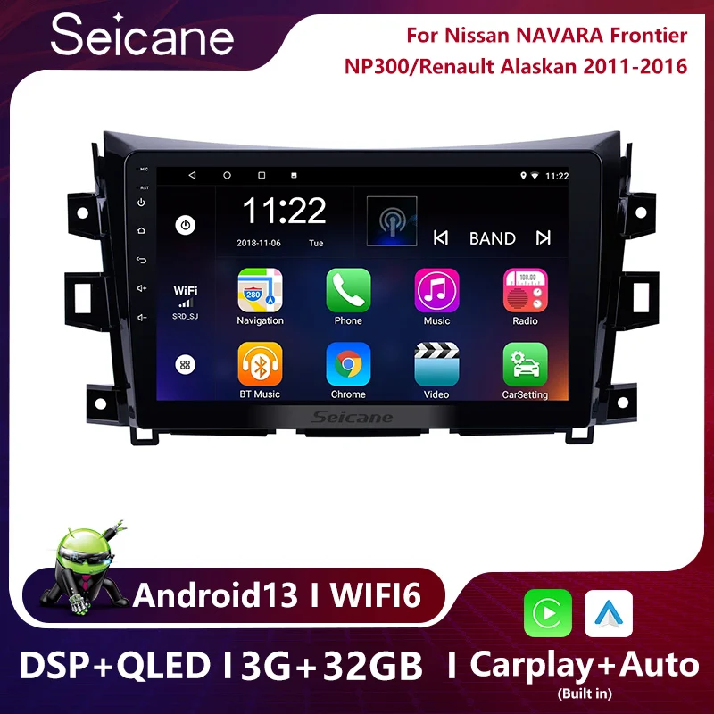 Seicane Android 13 Car GPS Multimedia Navi Stereo Player for 2011 2012-2016 Nissan NAVARA Frontier NP300 Renault Alaskan