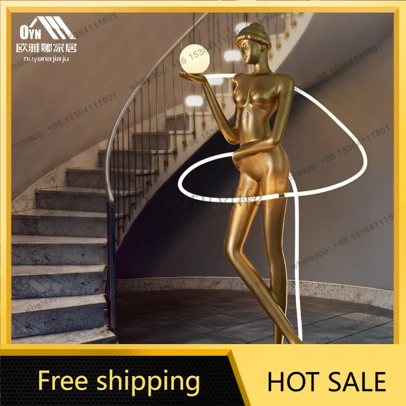 Ribbon Muse Sculpture Floor-to-ceiling Restaurant Cultural and Sports Venue Decoration Ornament