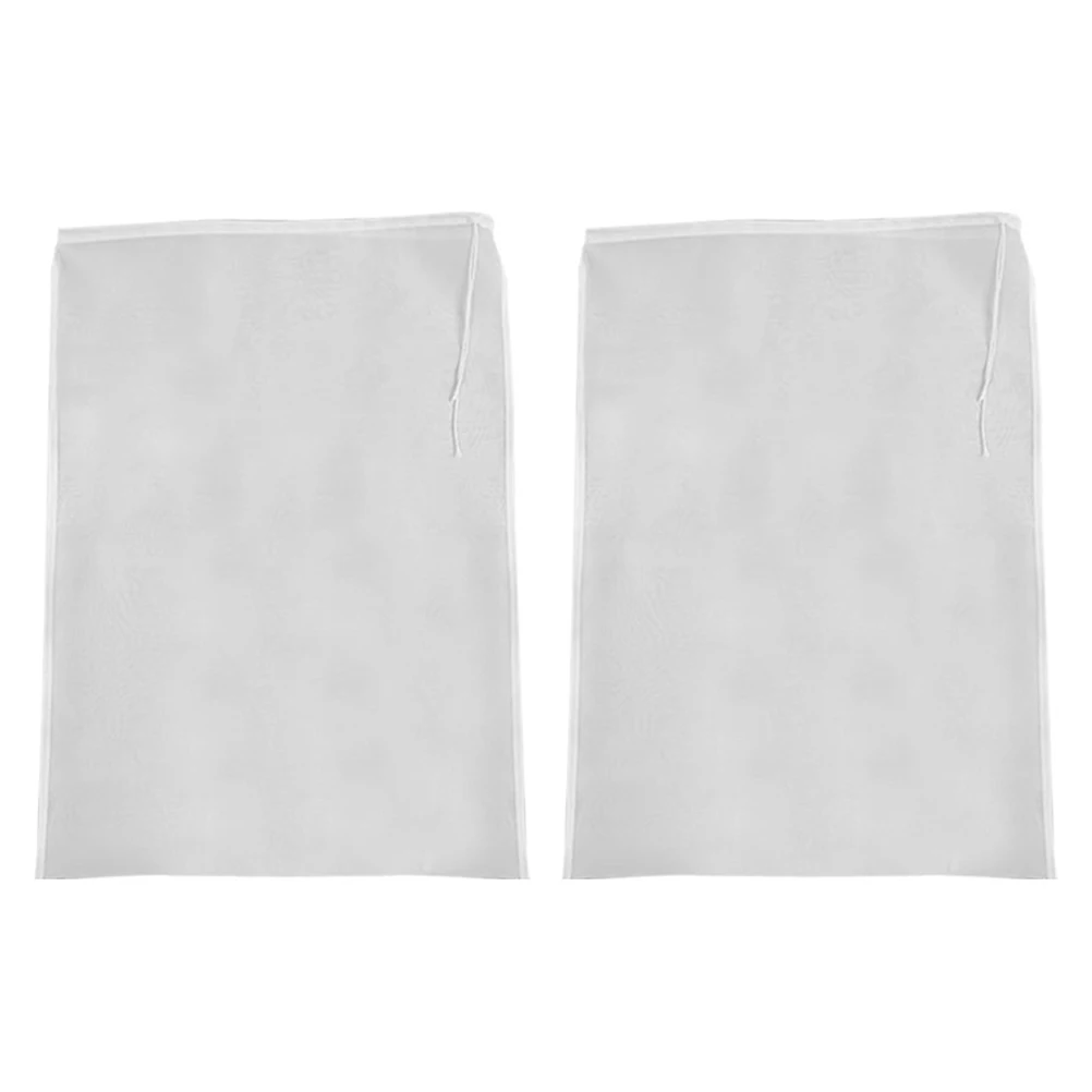 

2Pcs Mesh Filter Bags Drawstring Nylon Food Strainer Bag Wine Fruit Vegetable Juice Filter Straining Bag