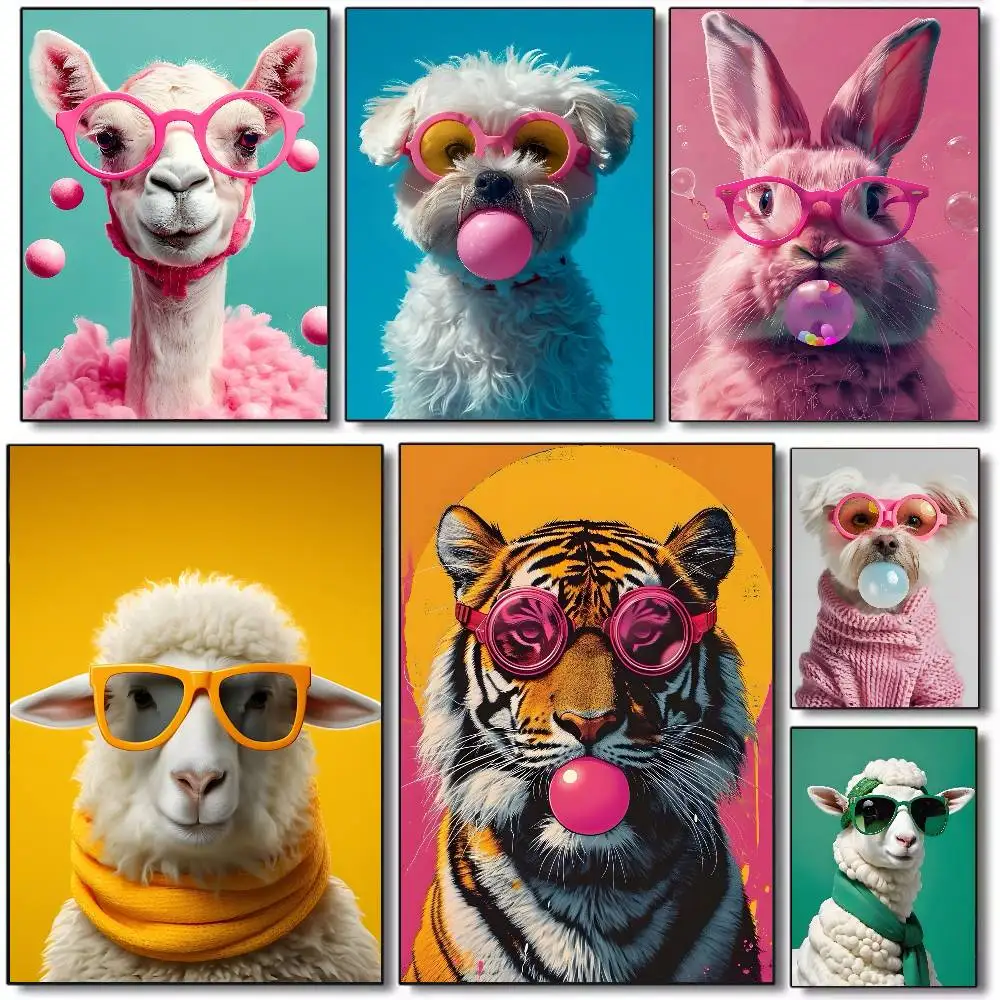 Vibrant Animal Bubble Fashion Tiger Poster canvas HD aesthetic Printing Paper Wall Art for Living Room Bar fashion Home Decor