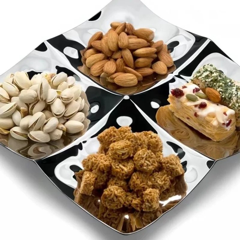Fruit plate creative light luxury snack candy dried fruit nuts grid tray desktop
