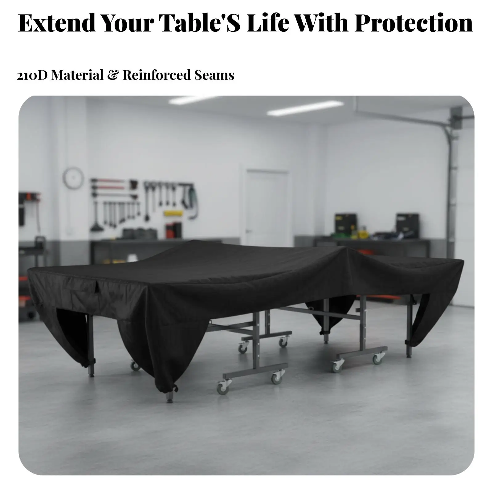 Outdoor Waterproof Table Tennis Table Cover with Buckle Strap Full Coverage for Patio Garden Dust Protection