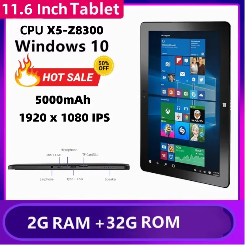 11.6'' Windows 10 Tablet Intel Atom X5-Z8300 With Mini HDMI 2GB DDR RAM 32GB ROM 5000mAh NS-7100 Tablets PC
