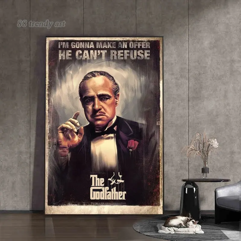 Gangster Movie The Godfather Abstract Art Canvas Posters and Prints Character Wall Art Pictures for Home Decor Hanging Painting