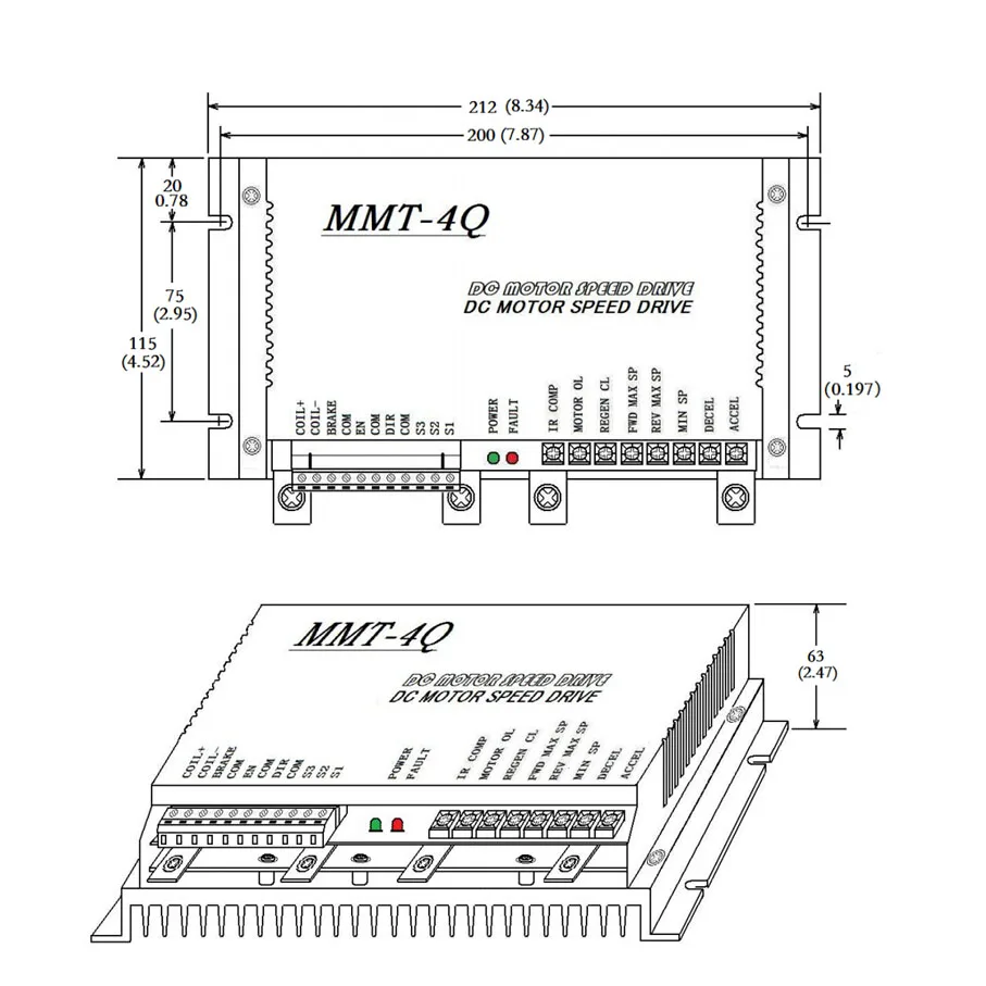 Imagem -02 - Driver de Motor dc Regenerador Reversível Controla Motor Dianteiro e Reverso Dc24v 48v Avaliado 100a Corrente Contínua 60a1000w1500w o