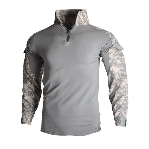 Imagen 2 del producto Camisas tácticas de manga larga CP camisa 1/4 cremallera Ripstop algodón Tranning Camoufalge camisetas al aire libre ropa de hombre