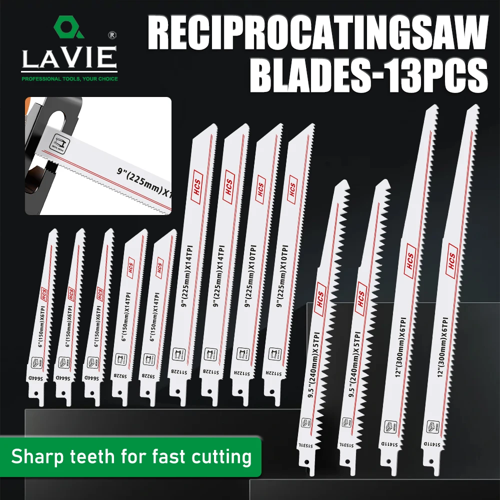 

LAVIE 13Pcs Reciprocating Saw Blades Cutters Tool For Wood Cutting Woodworking Tool Saw Blades Coarse toothed fine toothed