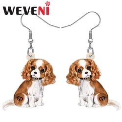 WEVENI Acrylic Elegant Cavalier King Charles Spaniel Dog Puppy Dangle Drop Earrings Novelty Pets Charm Gifts For Women Girls Kid