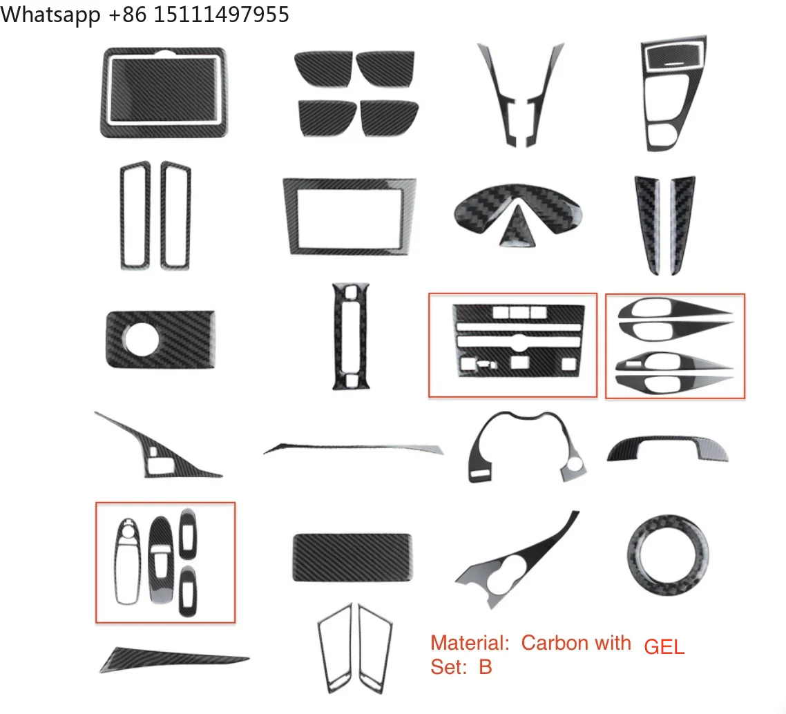 MRD Fit for Infiniti Q50 Q60 Real Carbon Fiber Interior Trim Parts Regular Carbon Fiber Honeycomb 6