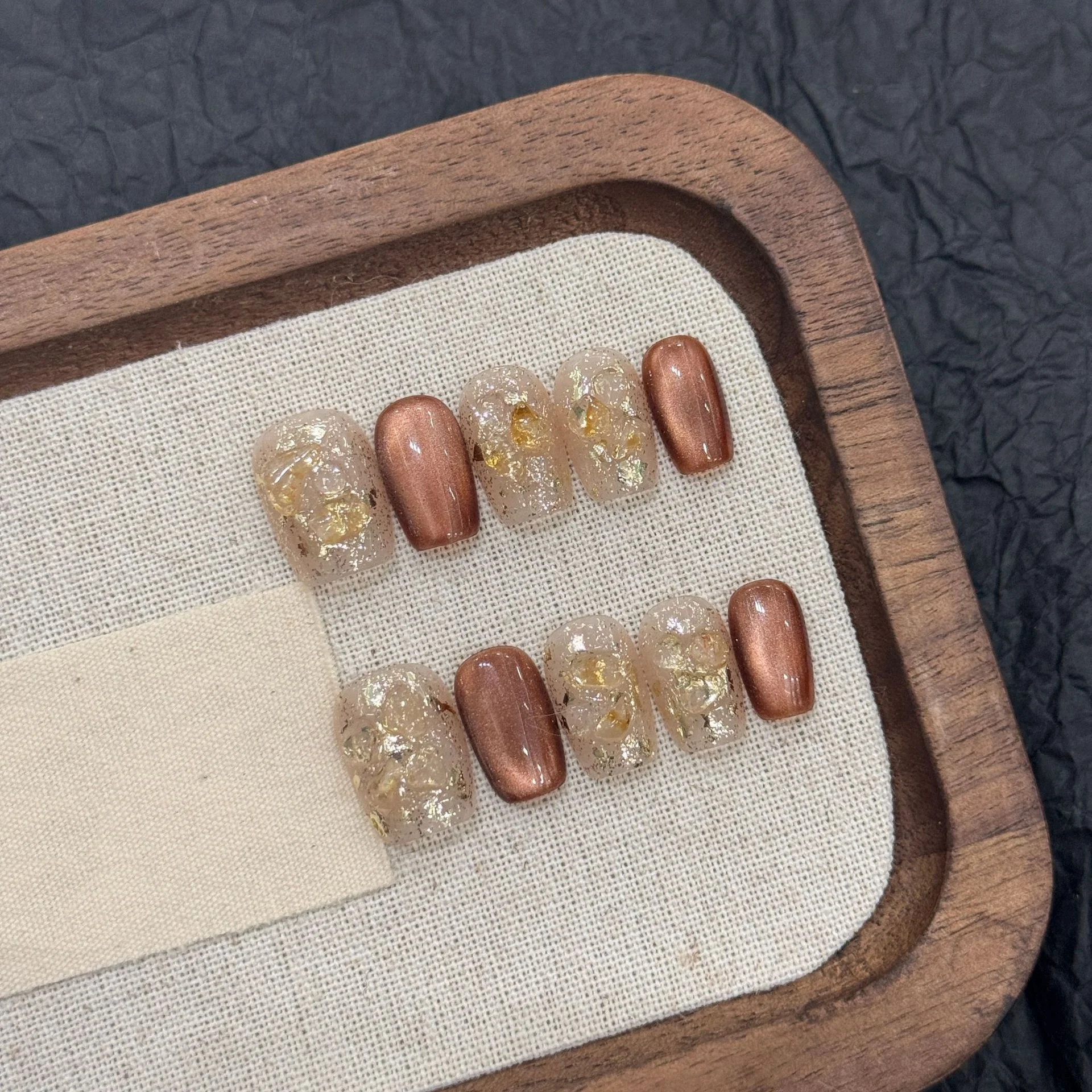 10 قطعة رئيس مربع قصير اليدوية وهمية مسمار عين القط لامعة مسحوق الأظافر كاذبة اضغط على حجر الراين قابلة لإعادة الاستخدام غطاء كامل الأظافر نصائح #4