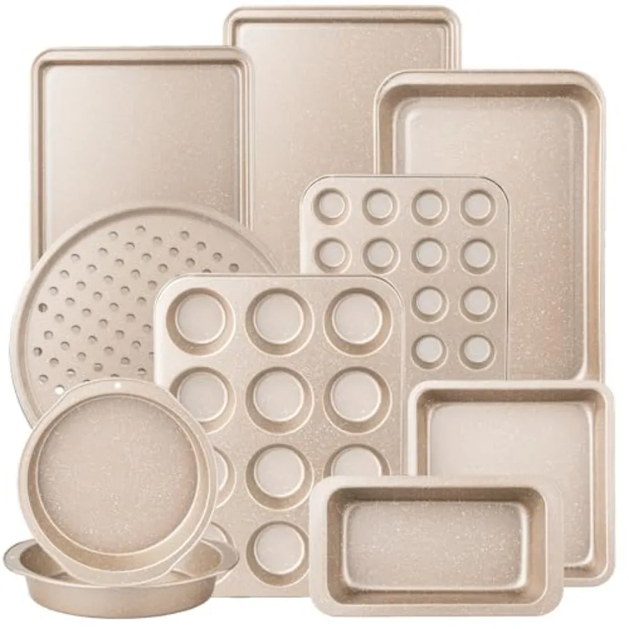 

10-Piece Baking Pans Set, Bakeware Sets Nonstick, Baking Set for Oven Cooking, Stackable Carbon Steel Pans Include Cookie Sheet
