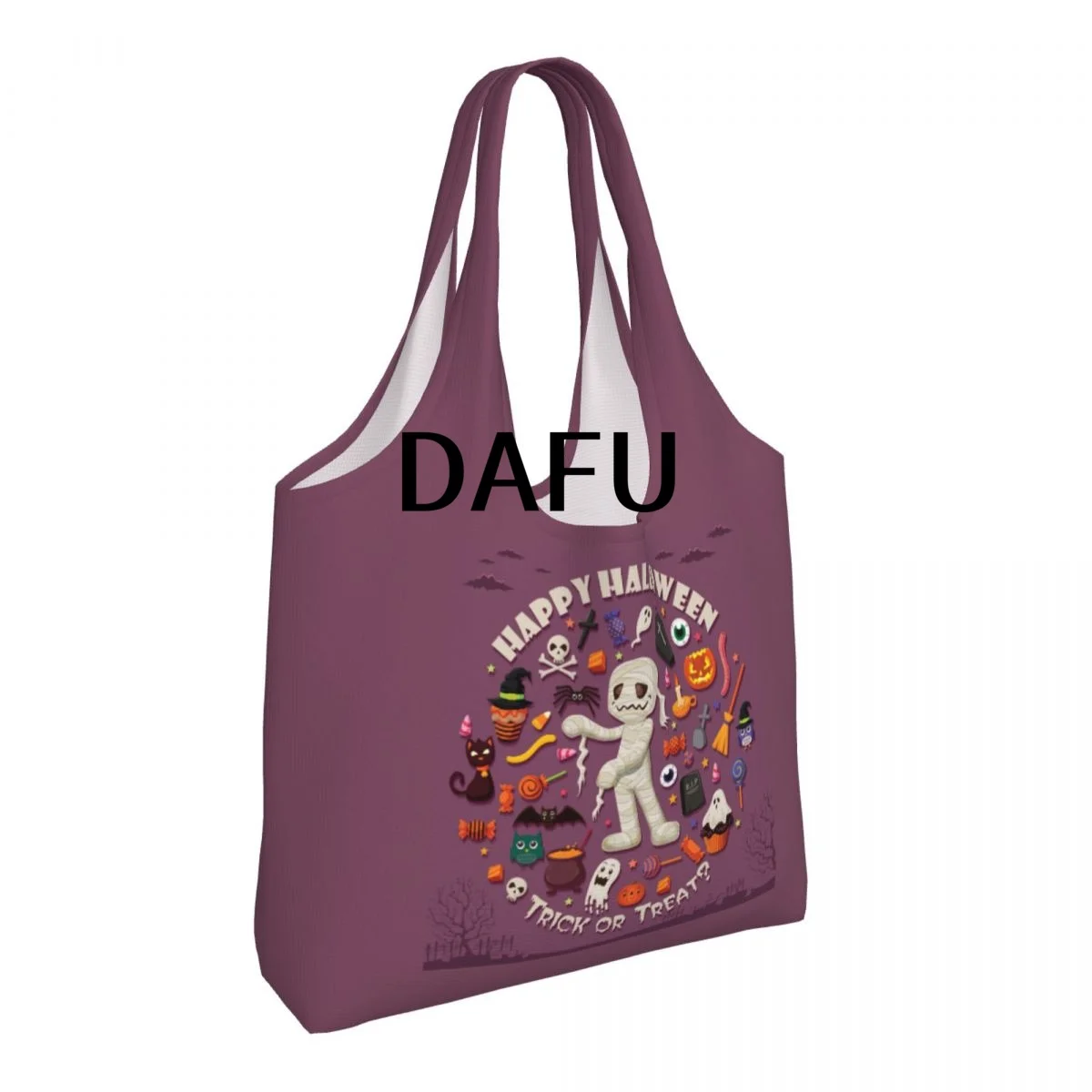 Happy Halloween Funny Halloween Print Cotton Tote Bag - Casual Commuter Shoulder Bag for Work Grocery Shopping Trick or Treat