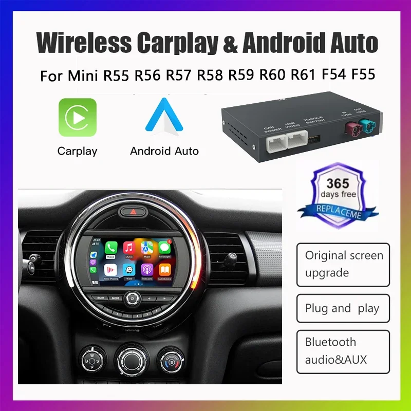 Wireless CarPlay Android Auto for BMW Mini R55 R56 R57 R58 R59 R60 R61 F54 F55 Clubman Countryman Hardtop John Cooper F56 F57