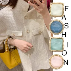 10 Pieces Beautiful Gemstone Buttons Woman Blouse Coat Decorative Buttons Fashionable Metal Shank Buttons