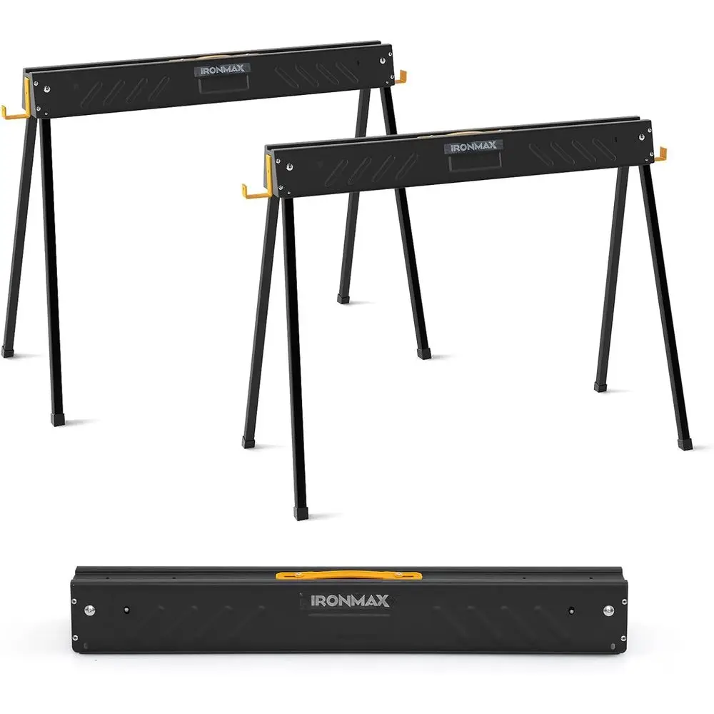 

Portable 2200 lbs Capacity Metal Sawhorses with Brackets, Ideal for Cutting, Painting, and Home Projects