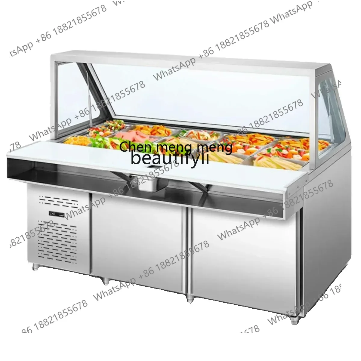 

182Q Cylinder type sauce table, pizza spreader, freezer, commercial refrigeration and fresh-keeping slotted refrigerator
