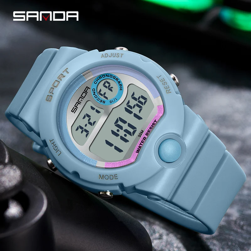 Fashion Sanda Top Brand Casual Women\'s Sports Watches Waterproof Led Digital Electronic Waterproof Female Clock Relogio Feminino