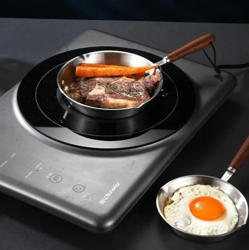 304 Stainless Steel Frying Pan, Nontoxic Cooker, Breakfast Steak Fried Egg Stir Fry Pots, Non-Stick Skillets, Kitchen, 12cm/16cm