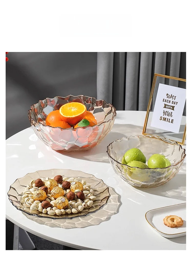 

Современная матовая корзина для фруктов из хрустального стекла U Mi LIVING, декоративный поднос, простой дизайн, геометрический узор