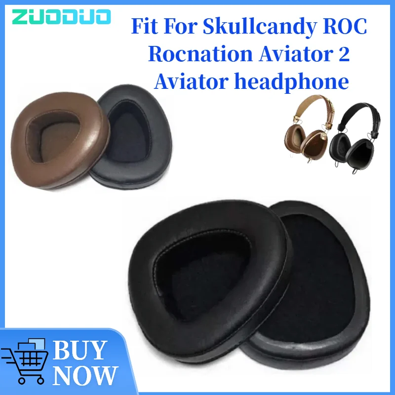 

ZUODUO 2pcs/pairs Leather Headphone Foam For Skullcandy ROC Rocnation Aviator 2 Aviator Headset Ear pads Cushion Replacement