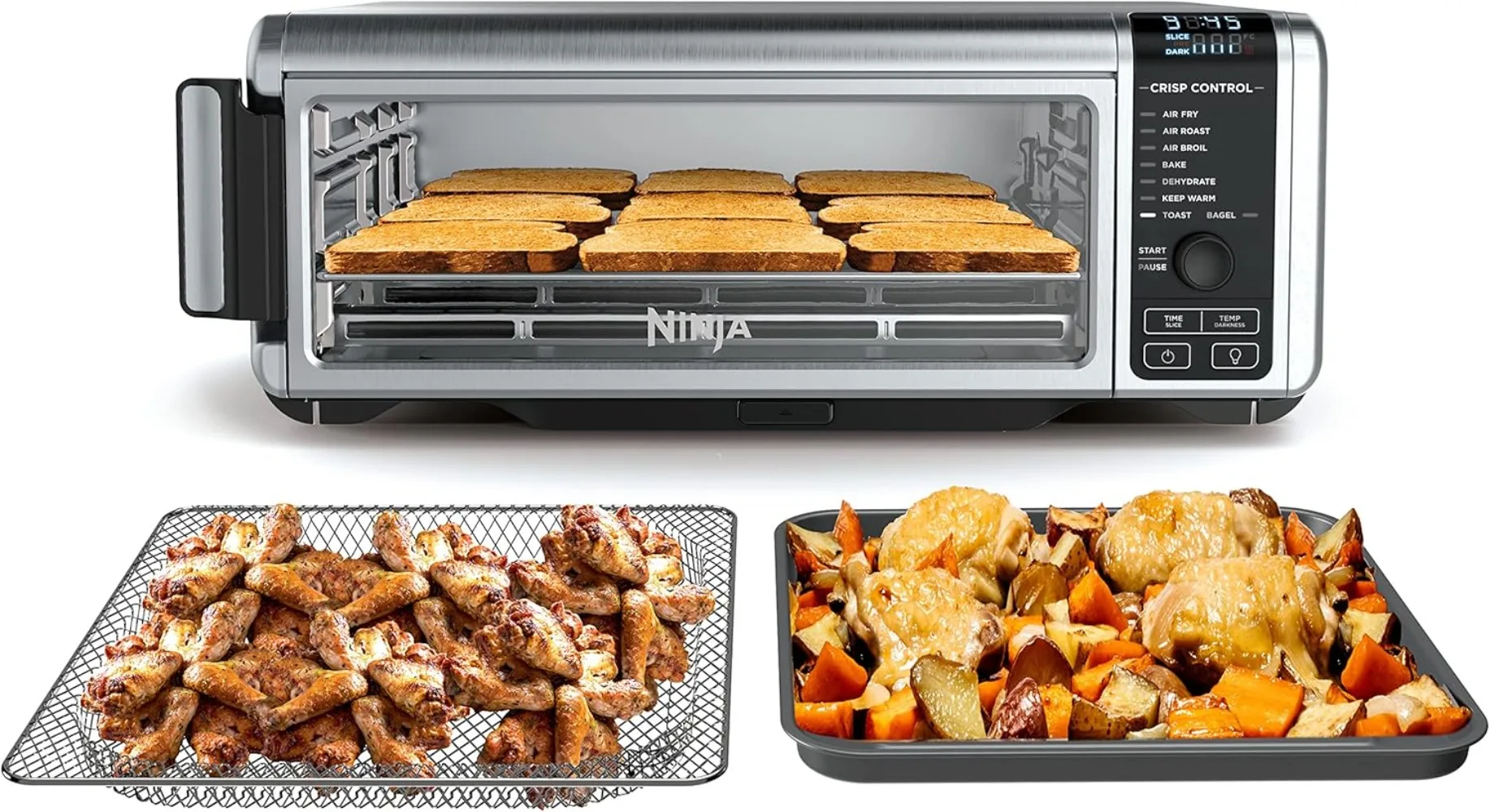 Forno digital de bancada para fritar a ar SP101 com funcionalidade 8 em 1, capacidade para cima e longe para espaço de armazenamento, com cesta para fritar a ar