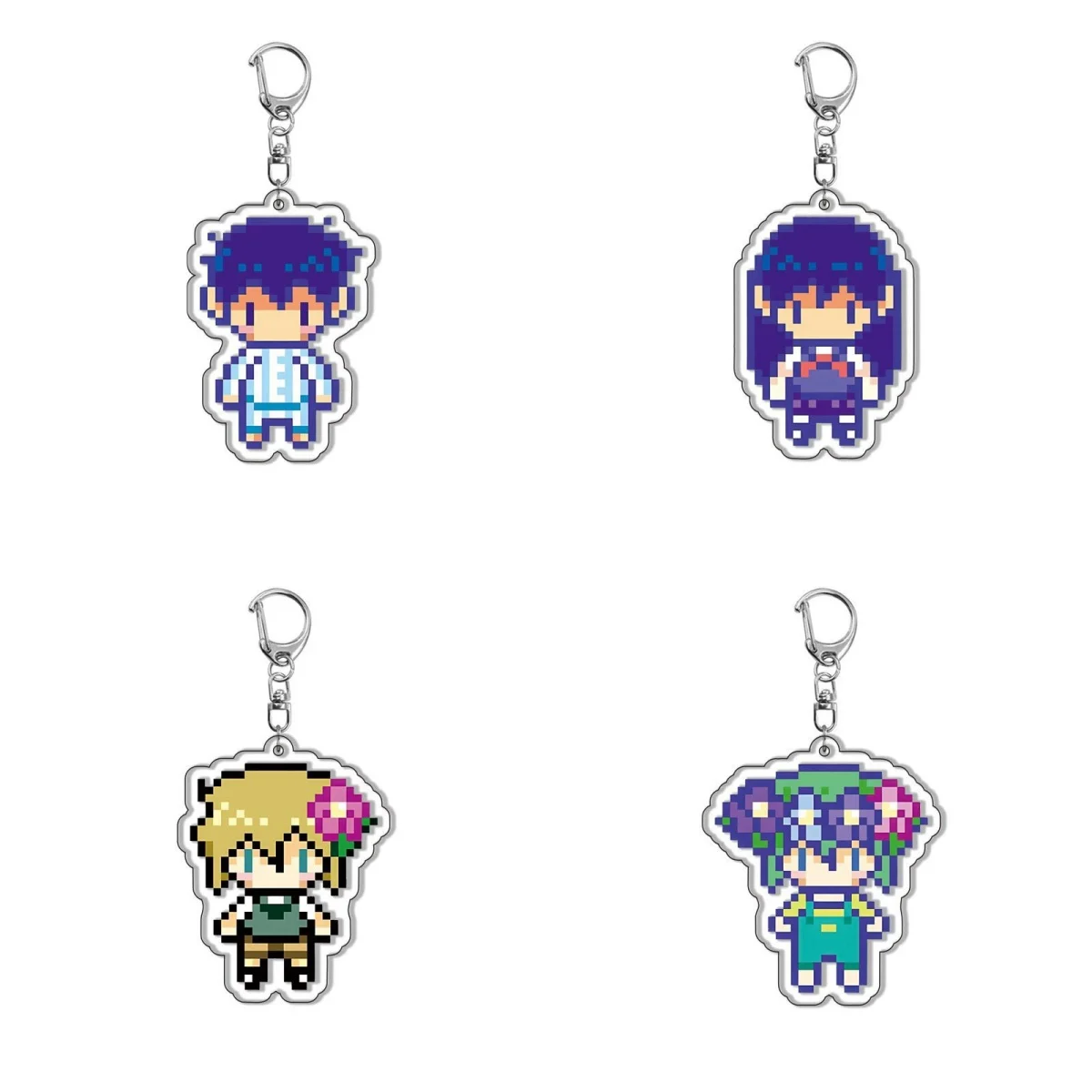 New Pixel Graffiti Keychain OMORI Cute Cartoon Anime Basil Aubrey Mari Pendant Keyring Backpack Jewelry Couple Gift Badge