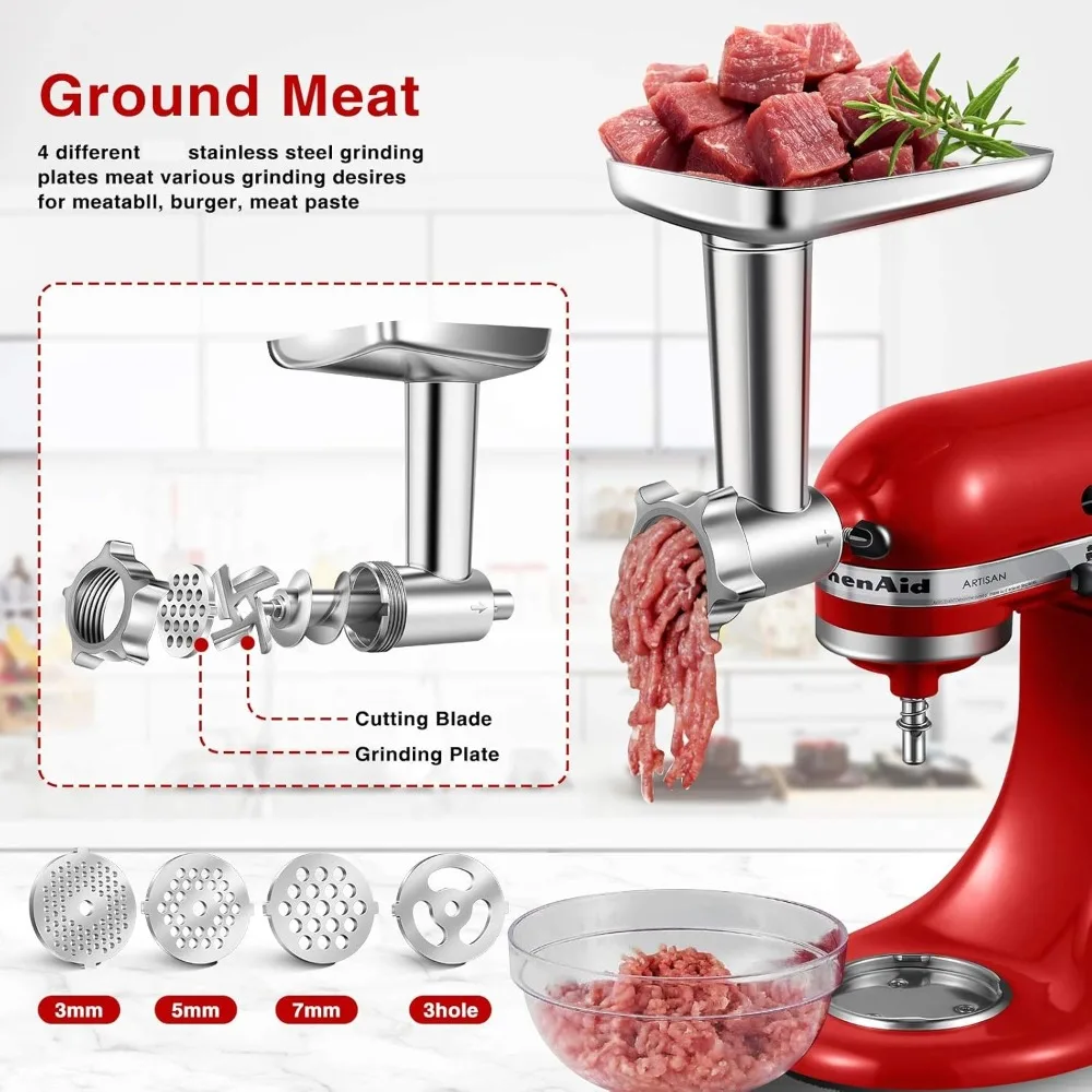 

Meat Grinder Attachment Anti-Oxidation Dishwasher Safe for KitchenAid Stand Mixer