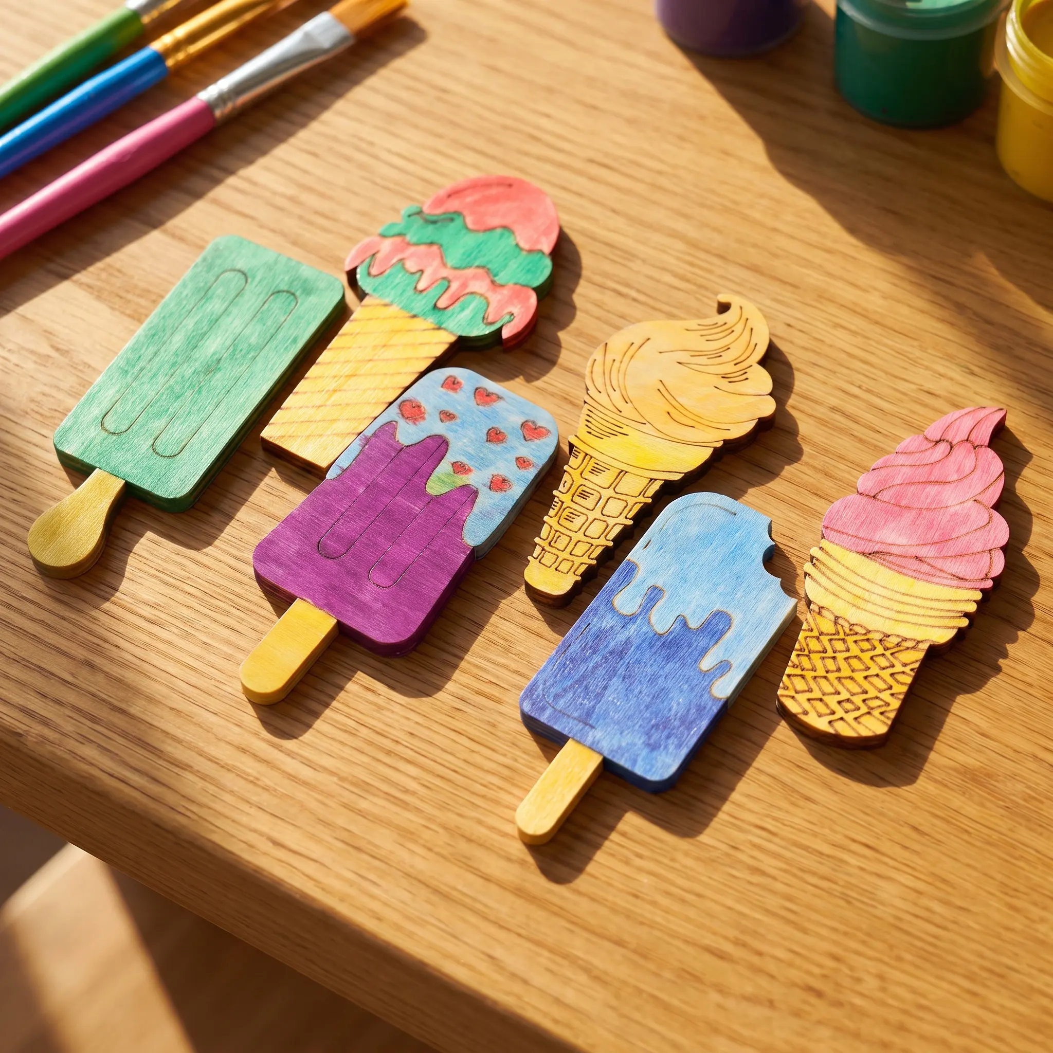 Art Craft Ice Cream - 30Pcs Blank Wooden Ice Cream Cutouts