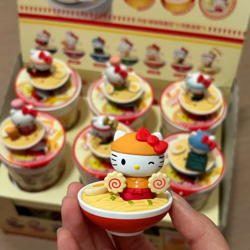 

Genuien Hello Kitty Ramen Hall Series Bubble Bean Series Blind Box Bobo Cute Collectible Desktop Decor Hello Kitty Figure Gift
