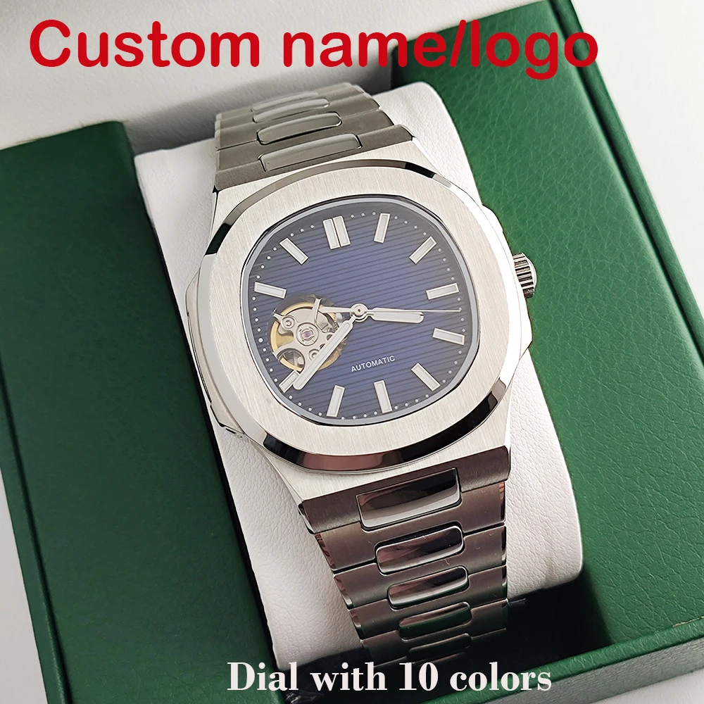 ساعة ميكانيكية من الفولاذ المقاوم للصدأ للرجال مقاس 10 ألوان 40 مم مناسبة لتثبيت علبة حركة نوتيلوس NH38