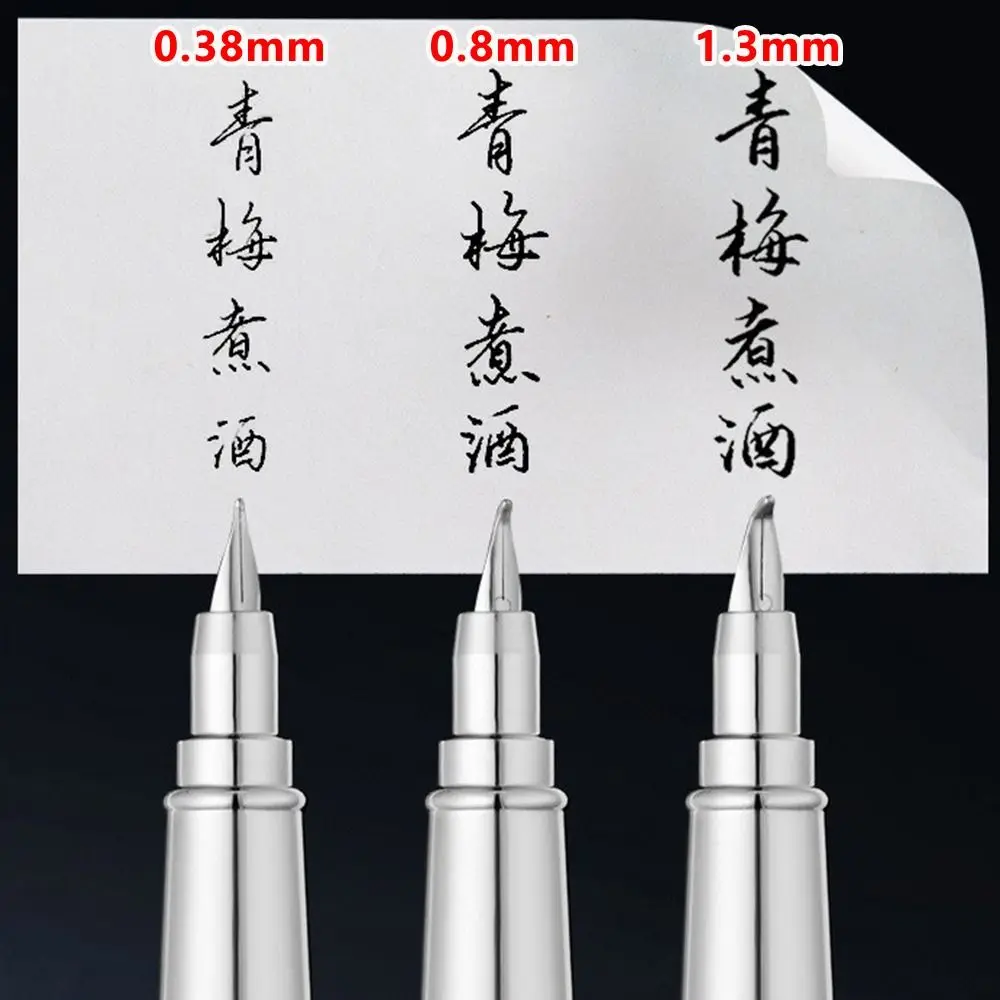 

Simple Metal Fountain Pen 0.38/0.8/1.3mm Tip Curved Nib Calligraphy Pen Smooth Writing Writing Signature Pen Students