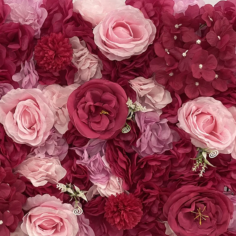 

3D Floral Backdrop Artificial Flower Walls Silk Rose Wall Faux Flower Panel for Wedding, Party Birthday Room Home Decor 60x40cm