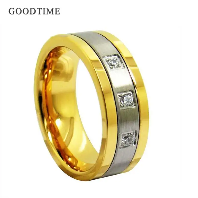 

Noble Male Ring Tungsten Carbide Gold & Silver Color Zircon Wedding Band Jewelry Engagement Ring Gift For Men Party 8MM