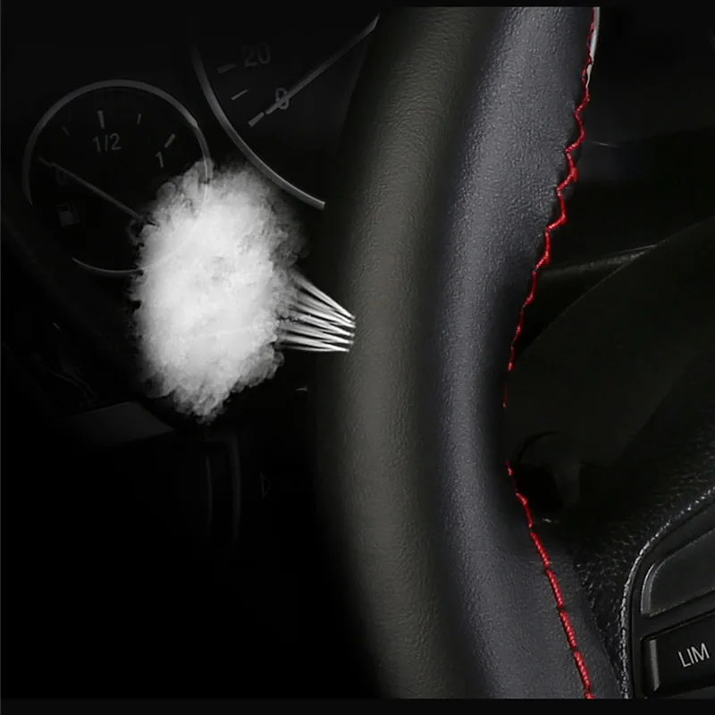 38cm 15inch Car Steering Wheel Cover Nappa Top Layer Cowhide Genuine Leather Wheel Braid Cover Hand-stitched Soft Car Products