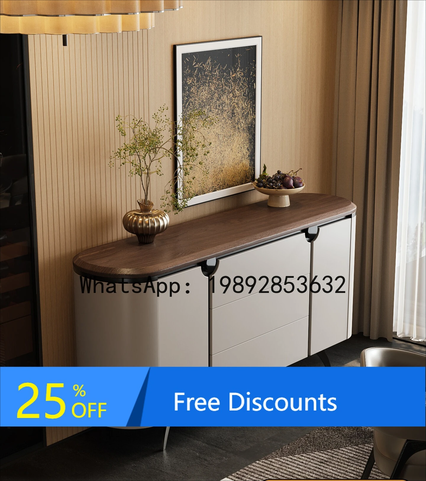 LYY Italian Style Sideboard Storage Cabinet Living Room Wall-Mounted Tea Side Cabinet Light Luxury Entryway