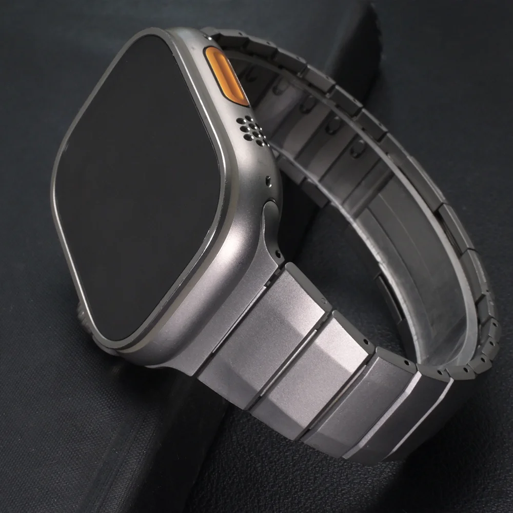 Pulseira luxuosa de aço inoxidável para iwatch 49mm 46mm 45mm 44mm 40mm 38mm pulseira masculina de negócios para apple watch ultra2 s10 9 8 7 6 5 4